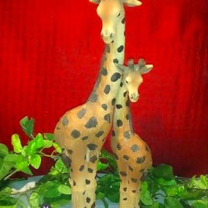 Hand carved wooden giraffe statue